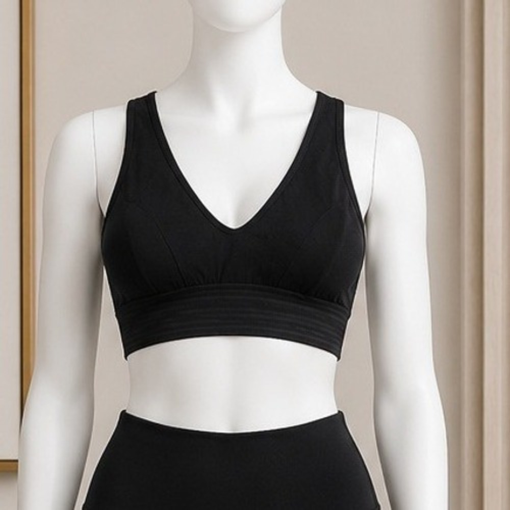 Whistles Womens Sports Bra Black Criss Cross Straps Ribbed Band Size S/M